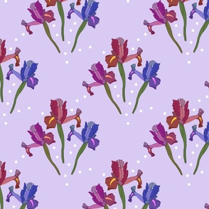 Wild Irises (spots) - Motif - lilac, medium to large 