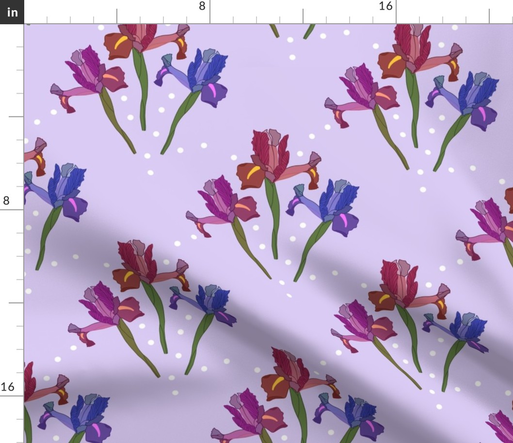 Wild Irises (spots) - Motif - lilac, medium to large 