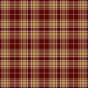 Small Scale - Tartan plaid -  Deep Russet Red with Caramel Gold and Off White