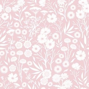 Dainty White Wildflower Silhouettes in Cotton Candy Pink