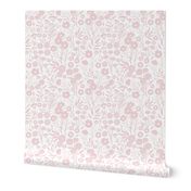 Dainty Cotton Candy Pink Wildflower Silhouettes in White