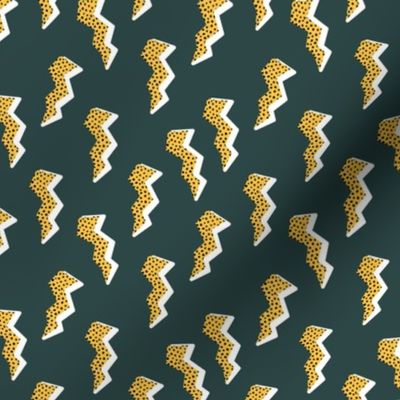 Jungle cheetah lightening and thunder storm abstract pop trend design neutral forest green yellow Medium