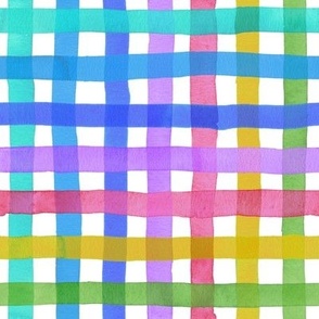 Rainbow confetti overlapping stripes on white