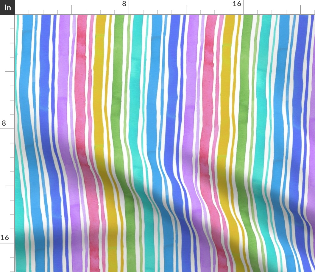 Rainbow CONFETTI small stripes on white