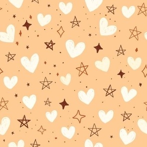 Hearts and Stars In Tan 8x8