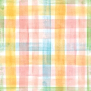 Watercolor Spring Gingham 8x8