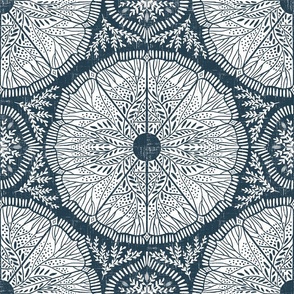 earth day mandala - prussian blue and white