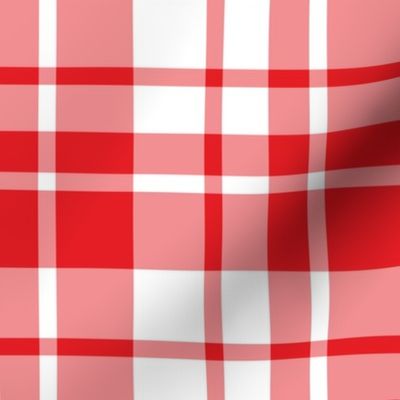 Simple Red and White Plaid Print