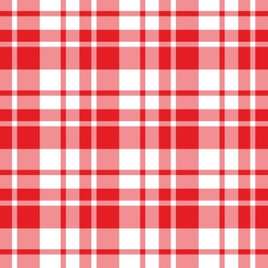 Simple Red and White Plaid Print