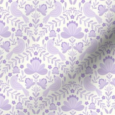 Damask and Birds purple