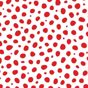 Large Scale White Red Polka Dots Print