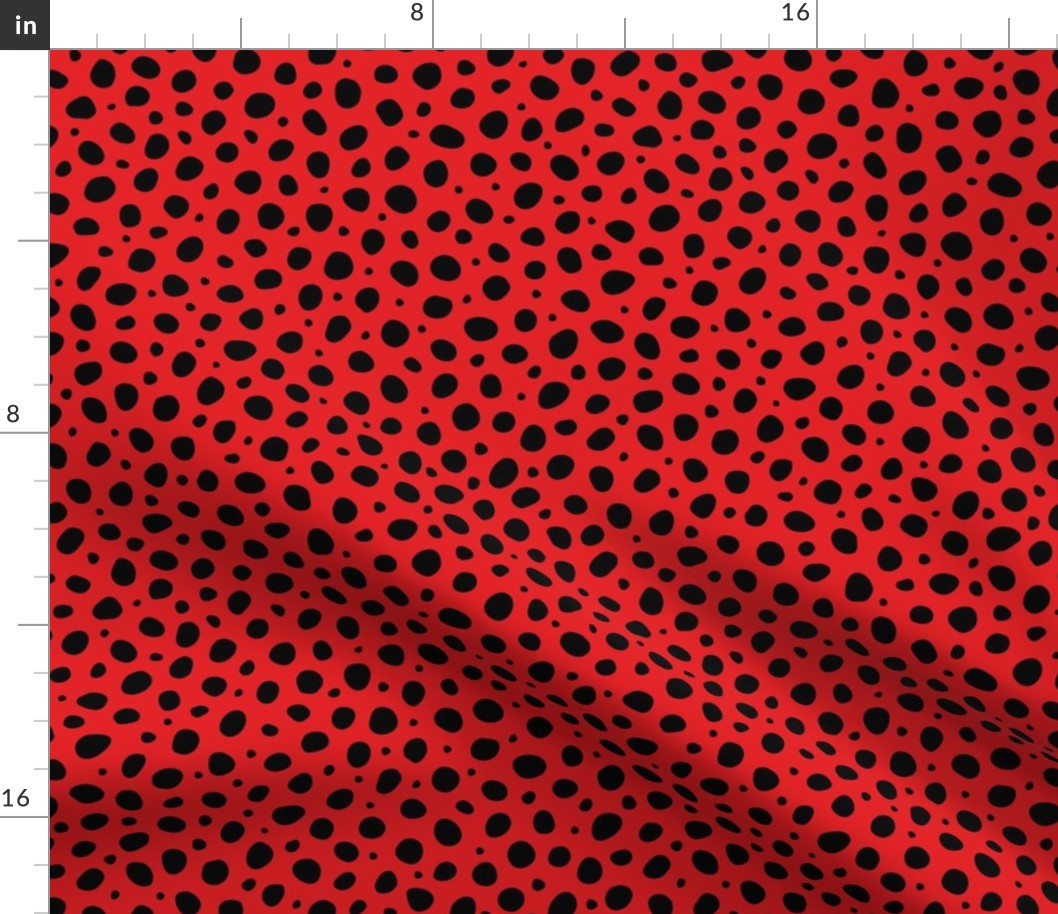 Medium Scale Red Black Polka Dots