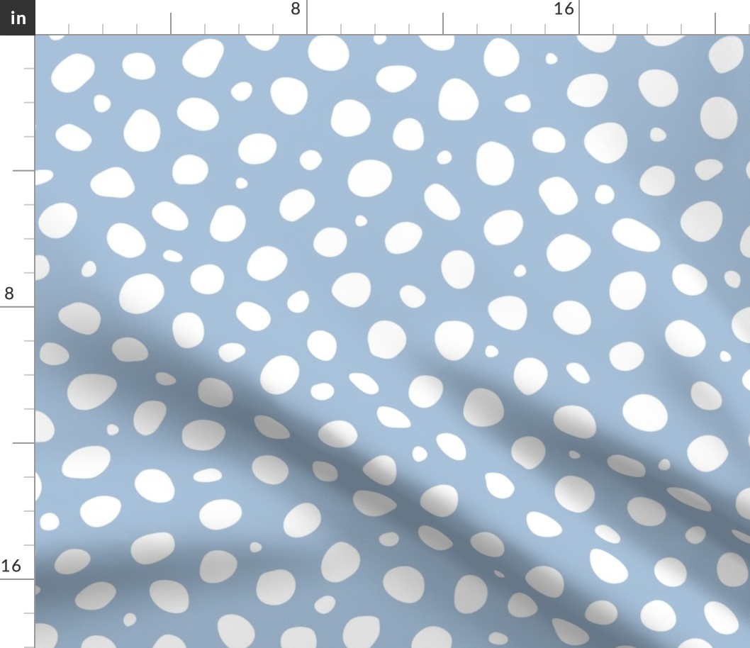 Large Scale Sky Blue White Polka Dots