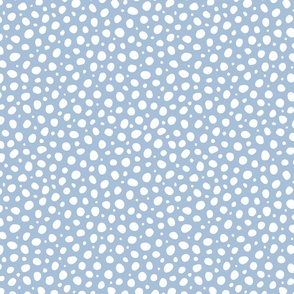 Medium Scale Sky Blue White Polka Dots