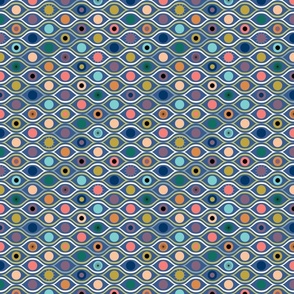 All eyes are on you - colorful repeating eyes on blue - bold abstract - small