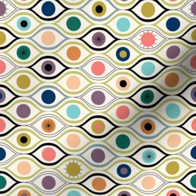 All eyes are on you - colorful repeating eyes on cream - bold abstract - small 