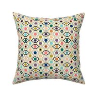 All eyes are on you - colorful repeating eyes on cream - bold abstract - small 