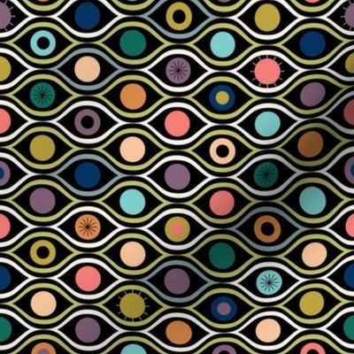 All eyes are on you - colorful repeating eyes on black - bold abstract - small