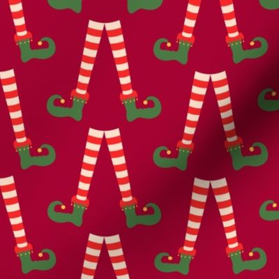 Retro Christmas Elf legs red