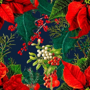 Christmas,poinsettia ,mistletoe,festive pattern 