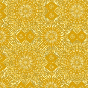 Yellow Mandala Fabric, Wallpaper and Home Decor | Spoonflower
