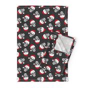 (2.5" scale) santa hat skulls on dark grey - C21