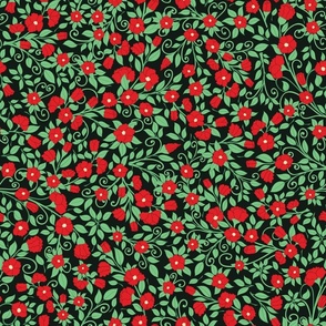 Medium Scale Dark Red and Green Flowers