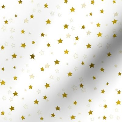 Random Stars Gold on White