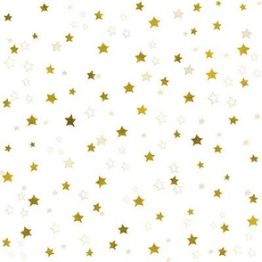 Random Stars Gold on White