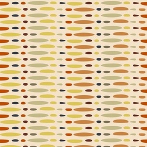 Pebble Run, dashes, dots, carrions, Multi-color, calm, orange, greens, Medium scale