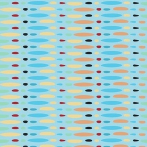 Pebble Run On Sky Blue-Multi-color, blue, red, cream, Medium scale