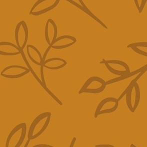 Golden leaves - petal solids coordinate: jumbo scale tossed non directional foliage design for crafts, quilting and kids apparel