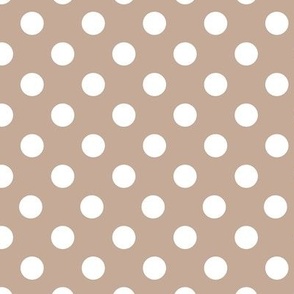 large polka dots on  medium light shade of orange venetian portico c5aa97 benjamin moore 