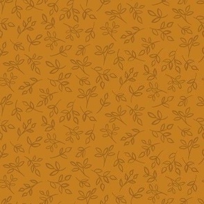 Golden leaves - petal solids coordinate: small scale tossed non directional foliage design for crafts, quilting and kids apparel