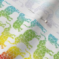 Polygon Rainbow Elephants White Background