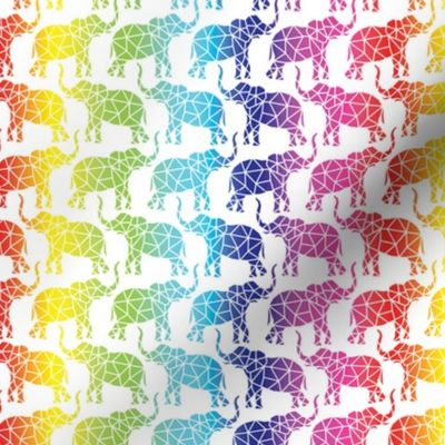 Polygon Rainbow Elephants White Background