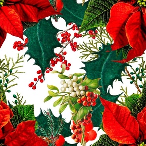 Christmas,poinsettia ,mistletoe,festive pattern 
