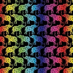 Polygon Rainbow Elephants Black Background