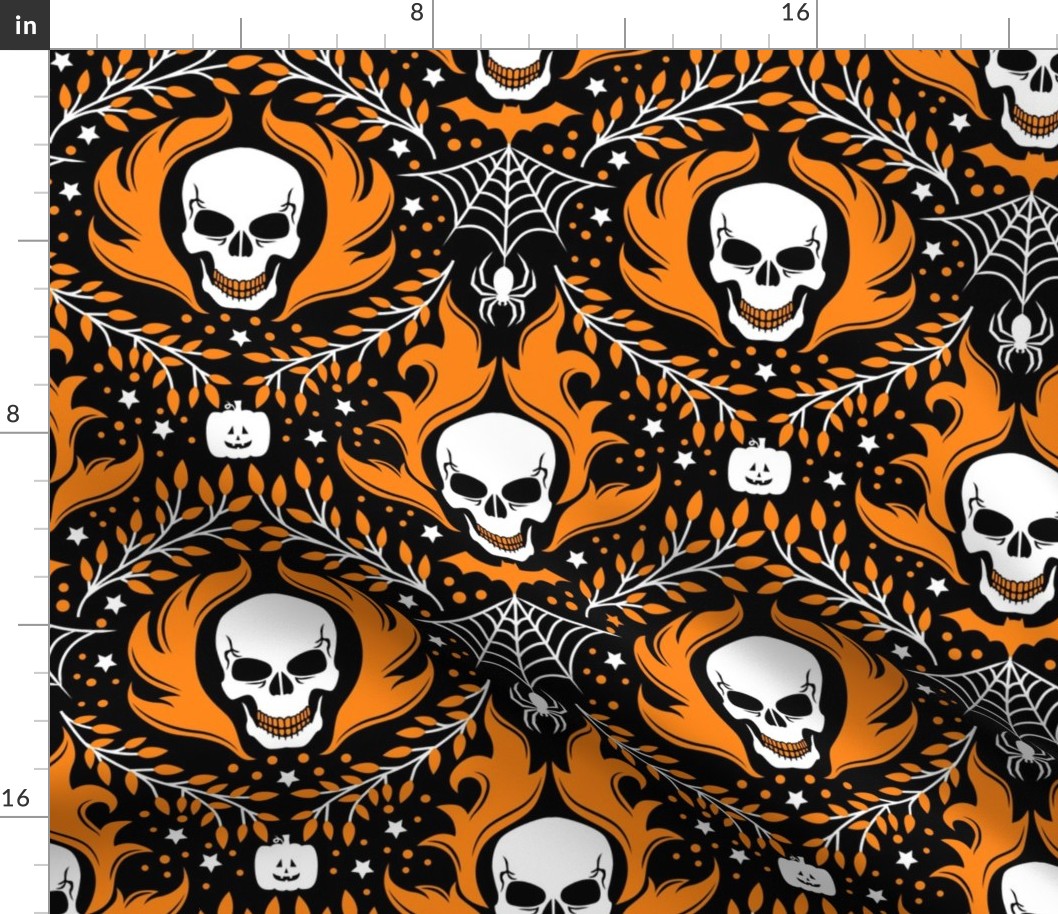 Damask Halloween - Black - Large