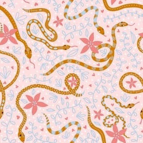 Cozy Garden Snakes, Baby pink and Fog blue
