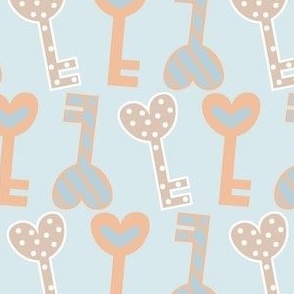 heart key on blue background