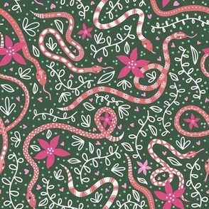 Cozy Garden Snakes, Pink & Green