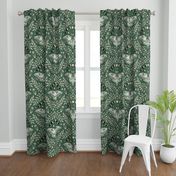 Luna Moths Damask with moon phases - Olive green - large