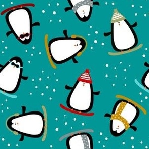 snowboarding penguins