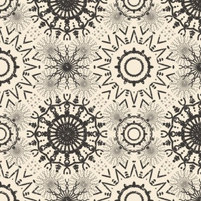 Boho Mandalas 1 - Large Scale - Charcoal Black and Cream