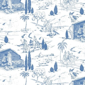 Blue and white Nativity Toile