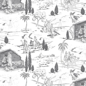 Grey and white Nativity Toile
