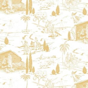Gold and White Nativity Toile