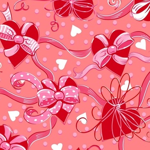 Valentine Hearts n’ Ribbons | Peach Punch Deep