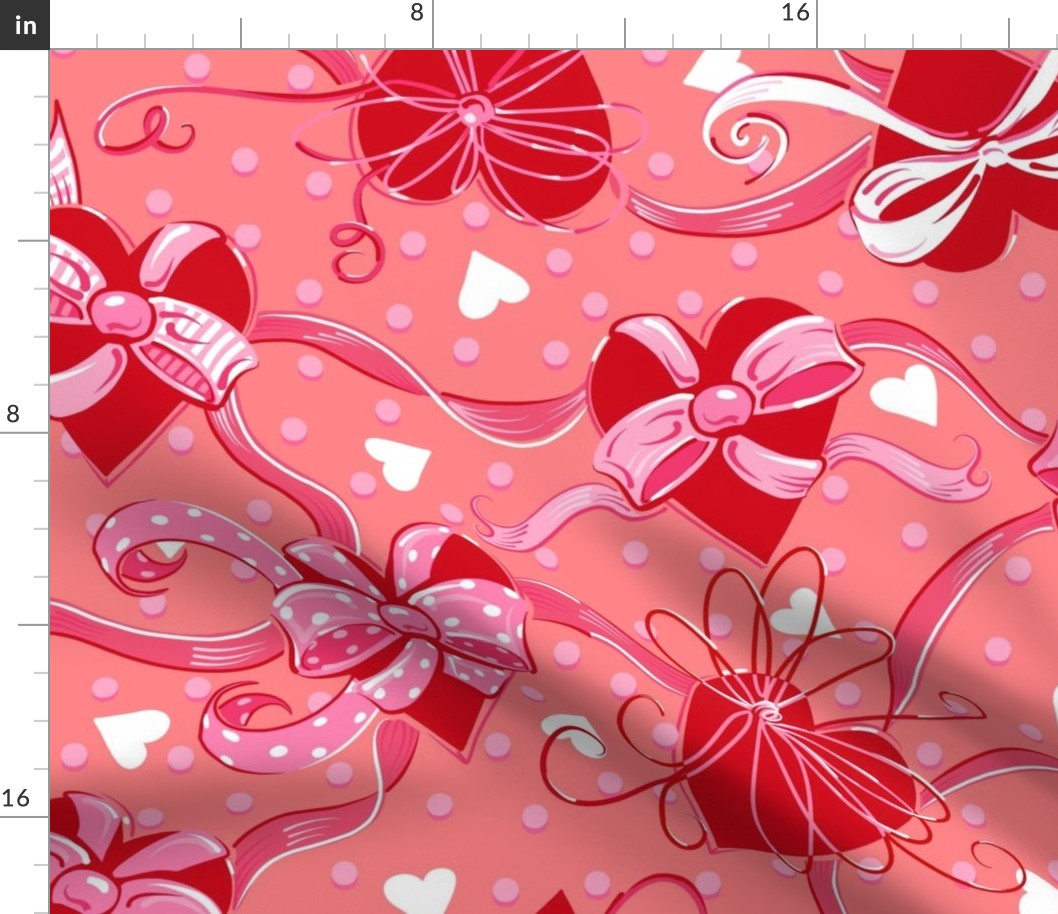 Valentine Hearts n’ Ribbons | Peach Punch Deep